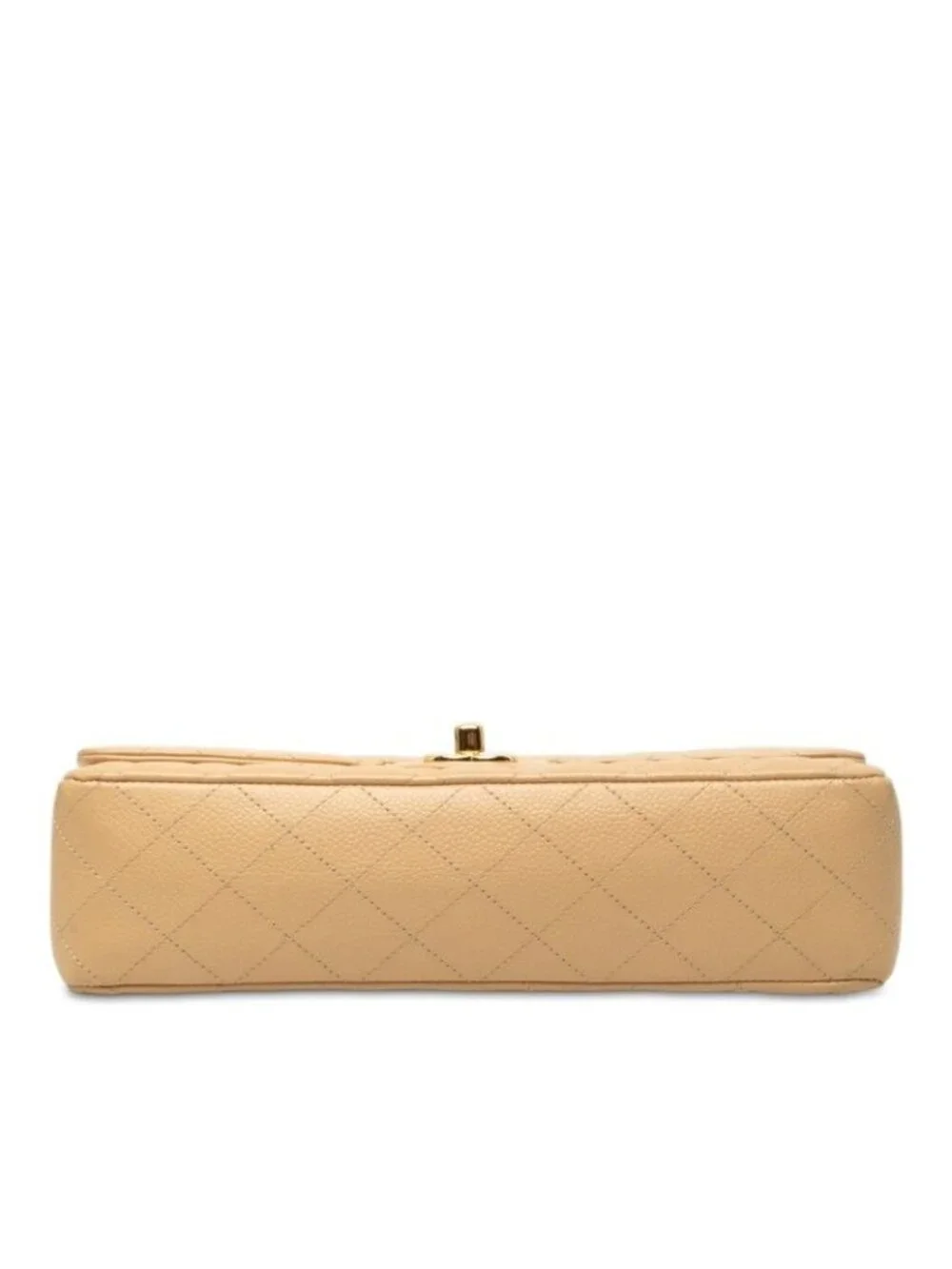 Chanel CC Logo Quilted 25 Chain Shoulder Bag Beige Caviar Leather